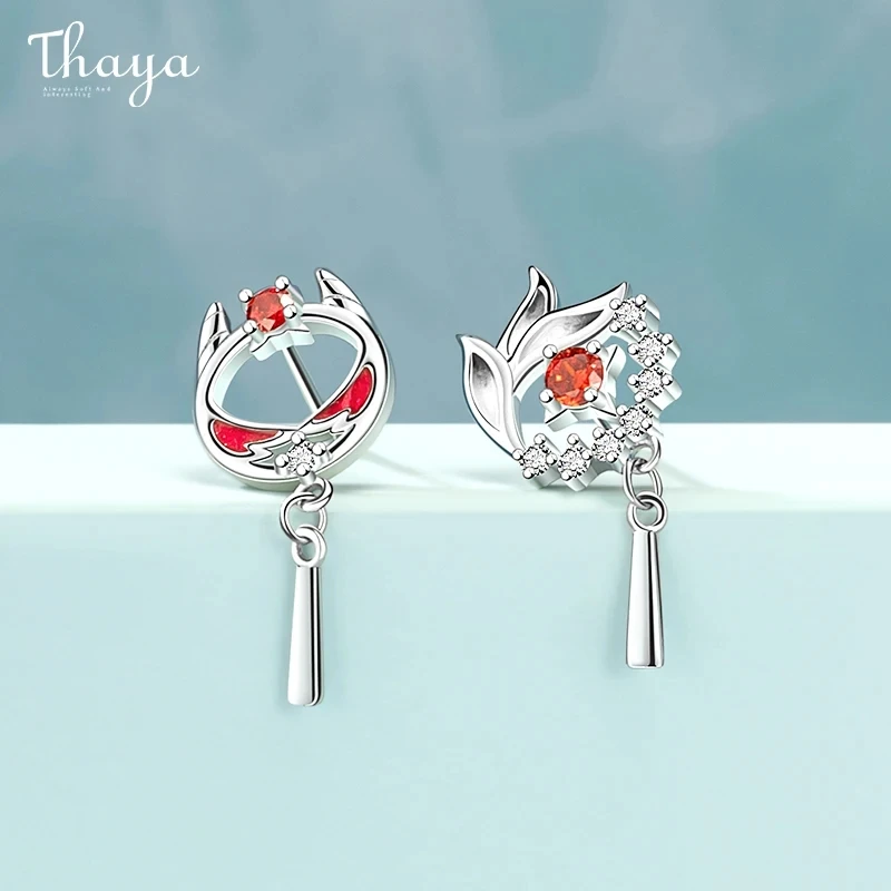 Thaya Original Design S925 Sterling Silver Earring Drop Red Oil Lion Earring Dangle For Women Silver Women Earring Fine Jewelry