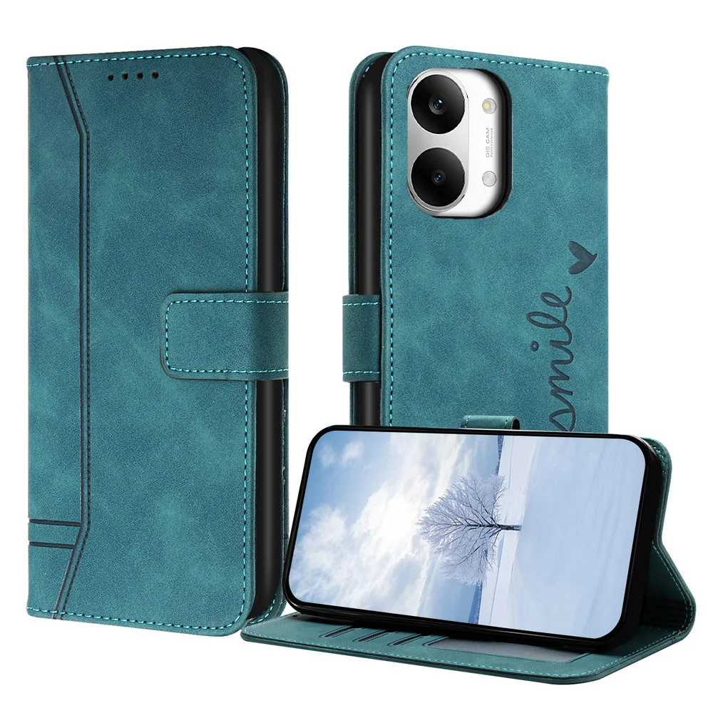 Leather Flip Wallet Case for Smartphones - Magnetic Closure, Multipurpose Design