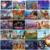 69*51cm Paper Jigsaw Puzzle 1000PCS Dock Town Landscape Painting Educational Entertainment  Adult Children Toys Christmas Gift 6