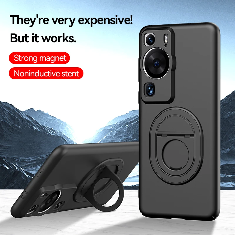 

Hidden Stand Matte Case For Huawei P50 Pro P60 Art Hard Cover Kickstand Support Strong Magnetic Car Holder Bracket