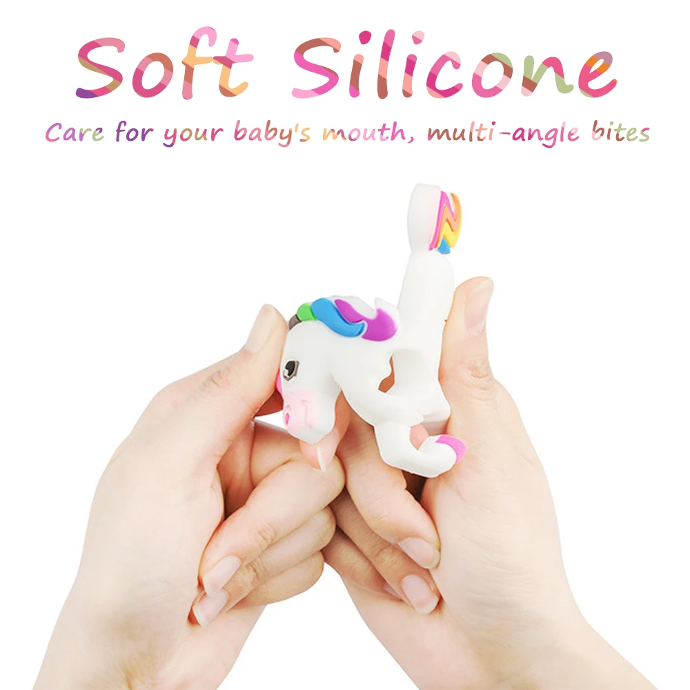Food Grade Silicone Teethers DIY Animal Unicorn Infant Baby Silicone Chew Charms Cartoon Kids Teething Gift Toddler Toys Pendant 2