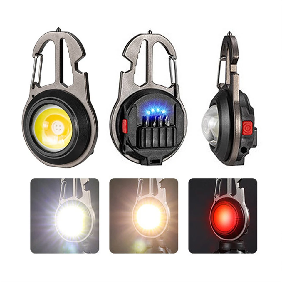 MODOAO Mini Torcia LED COB Portachiavi: 1000 Lumen, Ricaricabile USB, Pieghevole 90° - 3