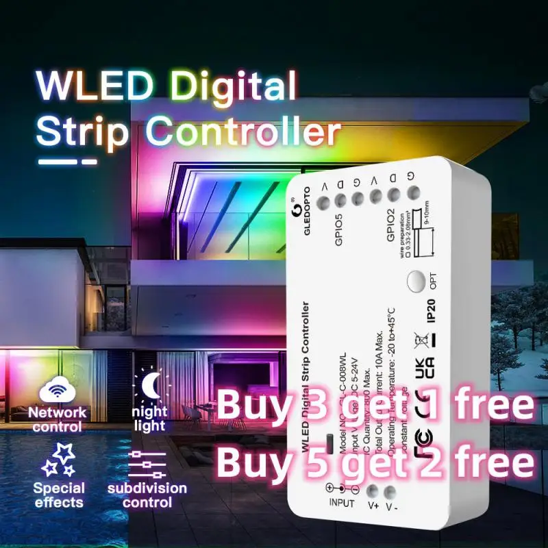 

GLEDOPTO WLED 5-24 В, WS2812B, WS2811, SK6812, TM1814, WS2813, WS2815