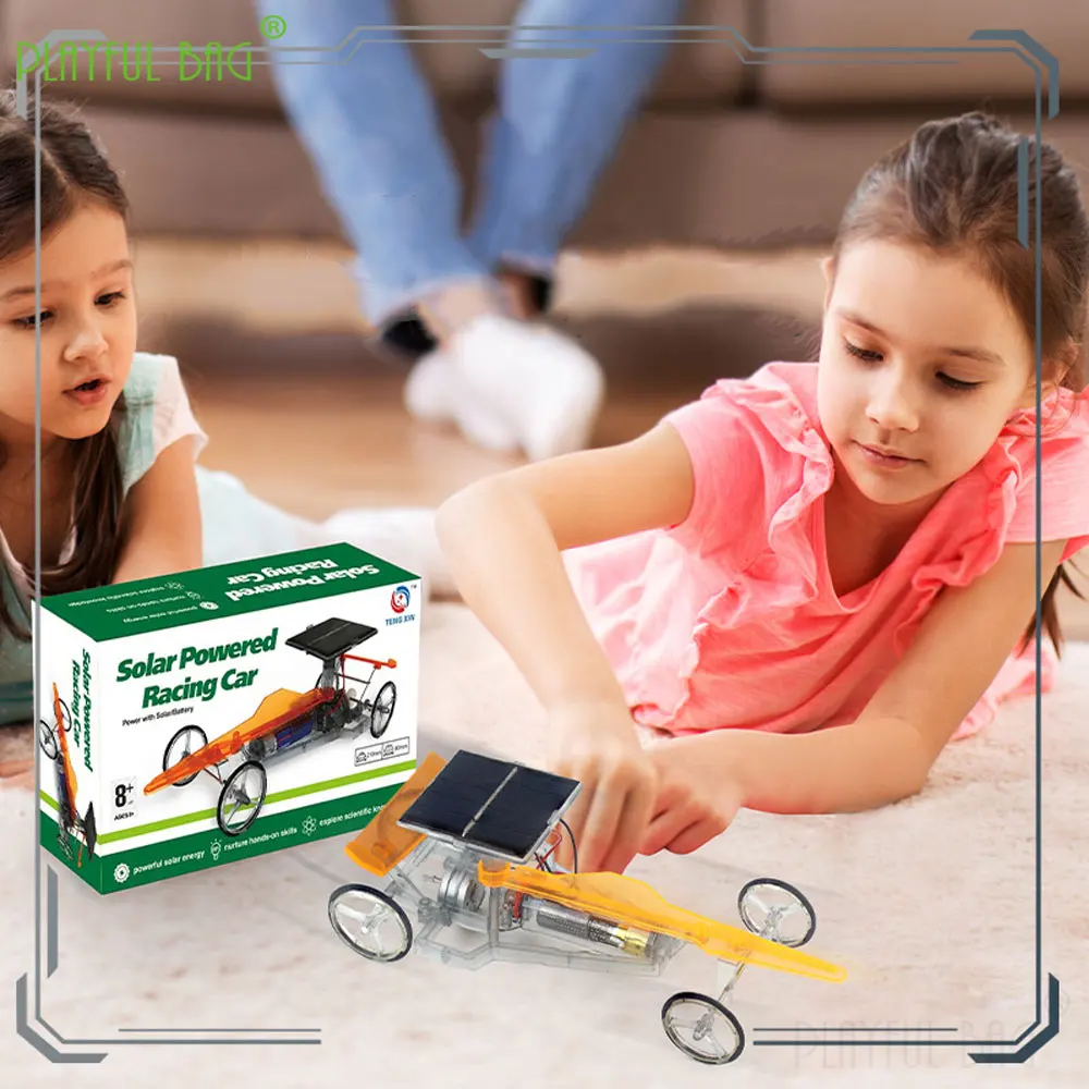 Solar Powered Racing Car Children Science DIY Production Puzzle Electric Technology Toys Mechanical Education Gifts VG149