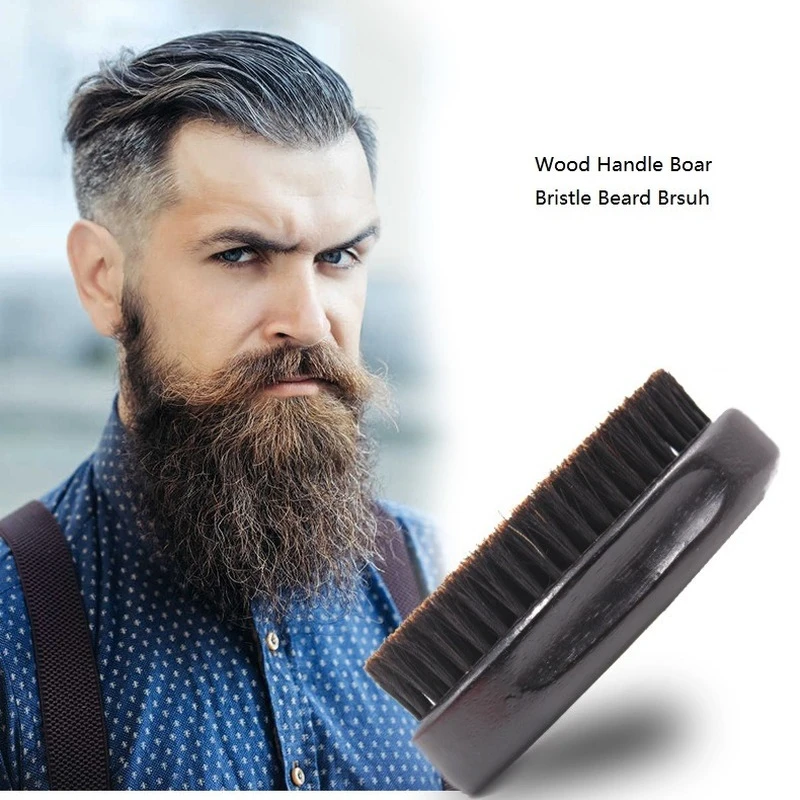 

Sdatter Men Boar Bristle Beard Mustache Styling Brush Military Hard Round Wood Handle Hot