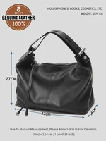 Sac fourre-tout Zency en cuir véritable 100% pour femme, grand sac à main à poignée supérieure, sac à bandoulière, sac hobo en cuir noir, sacs à fermeture éclair sous le bras 3