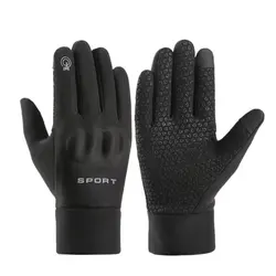 Men's Winter Gloves Hard Shell Touch Screen Windproof Waterproof Warm Mittens Outdoor Sports Plus Velvet Skiing Cycling Gloves