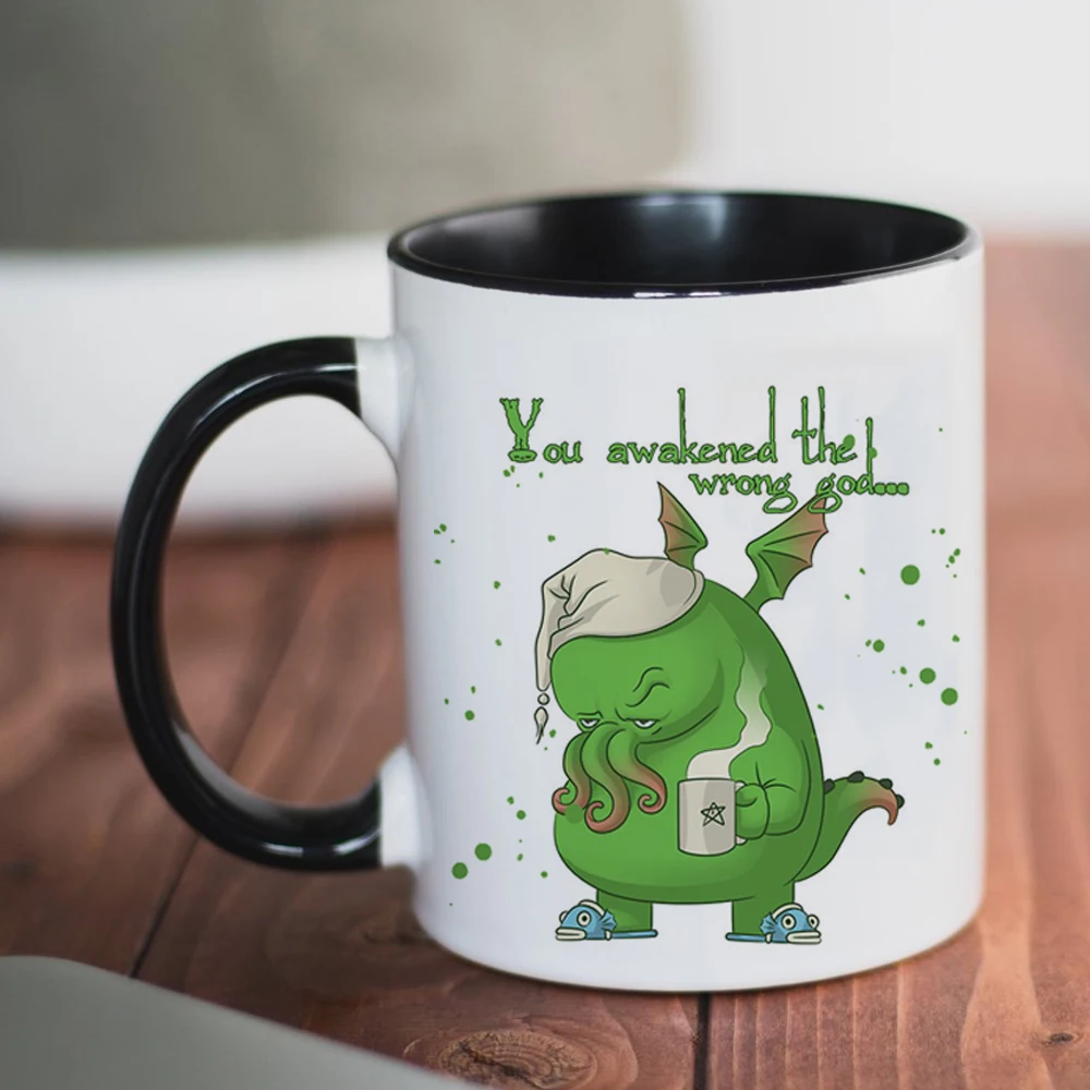 

You Awakened the Wrong God Mugs Cute Cartoons Cthulhu 11oz Ceramic Creative Milk Tea Coffee Cup Boy Friends Birthday Gifts