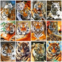 

AZQSD Full Square Diamond Embroidery Tiger Mosaic Rhinestones Diamond Painting Animal Cross Stitch Kits Handicraft Home Decor