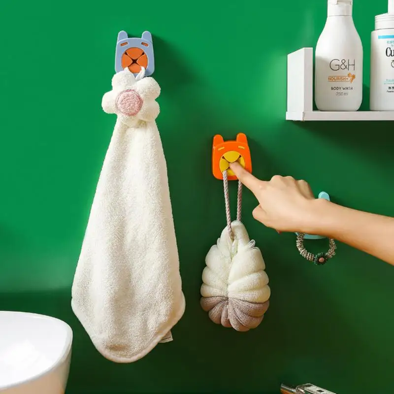 Bathroom Towel Clip Punch-free Cartoon Viscose Towel Storage Clip Kitchen Wall-mounted Rag Rack Little Monster Plug