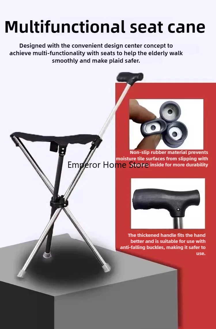 Portable Outdoor Foldable Crutch Chair Elderly Walking Stool Lightweight Mountain Climbing Beach Chairs Walking Stick Furniture