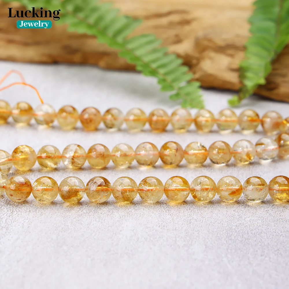 100% Natural Golden Citrine Yellow Crystal Loose Beads For Jewelry Making Bracelet Necklace Accessories 15'' 4 6 8 10 12mm 4