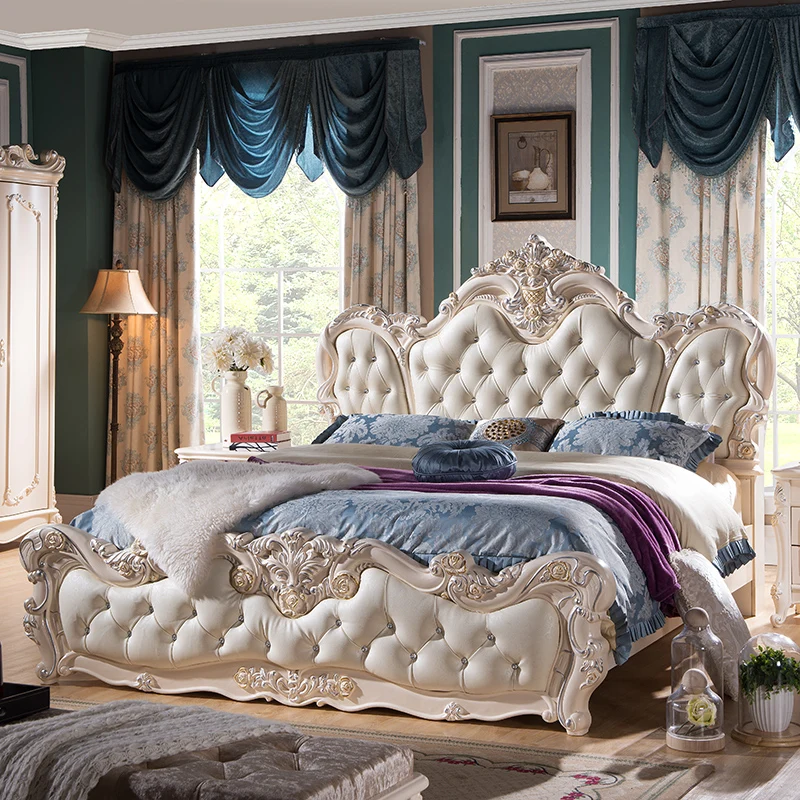 

Continental Bed Gold 2 m Master bedroom Queen bed Luxury Wedding bed Luxury Princess leather double bed