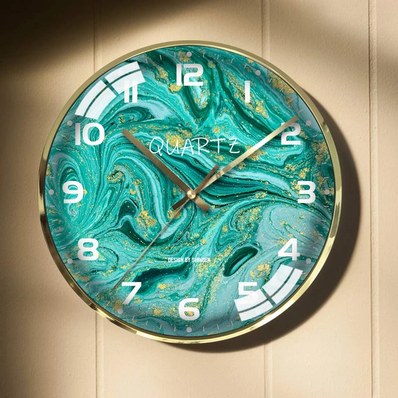 NordicMarblePatternLightLuxuryWallClockLivingRoomDecorationHomeFashionClockModern
