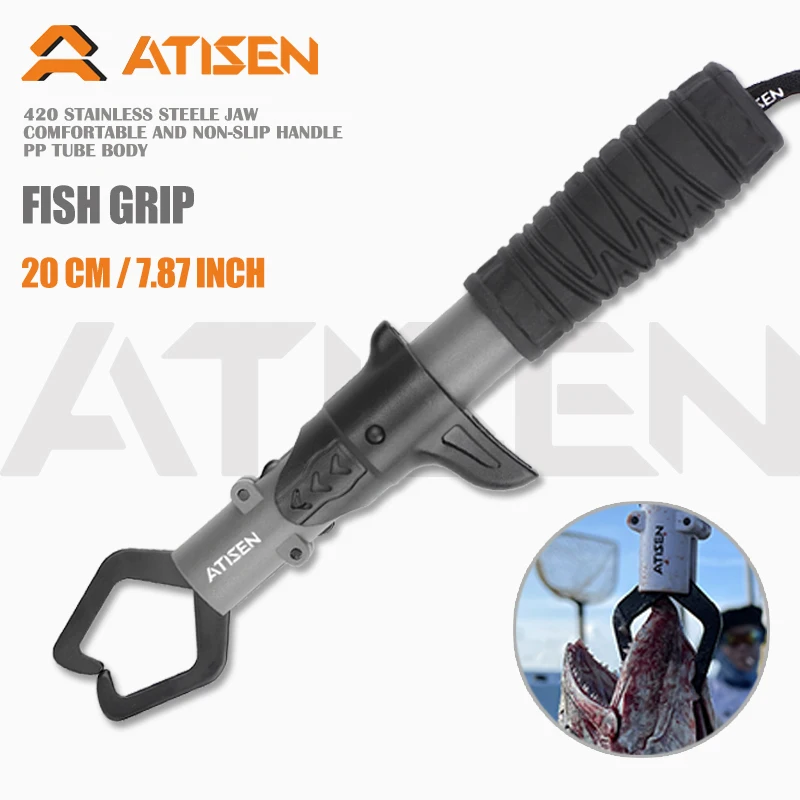 Pince à lèvres pour poisson en acier inoxydable - Outil de préhension extensible avec poignée TPR
