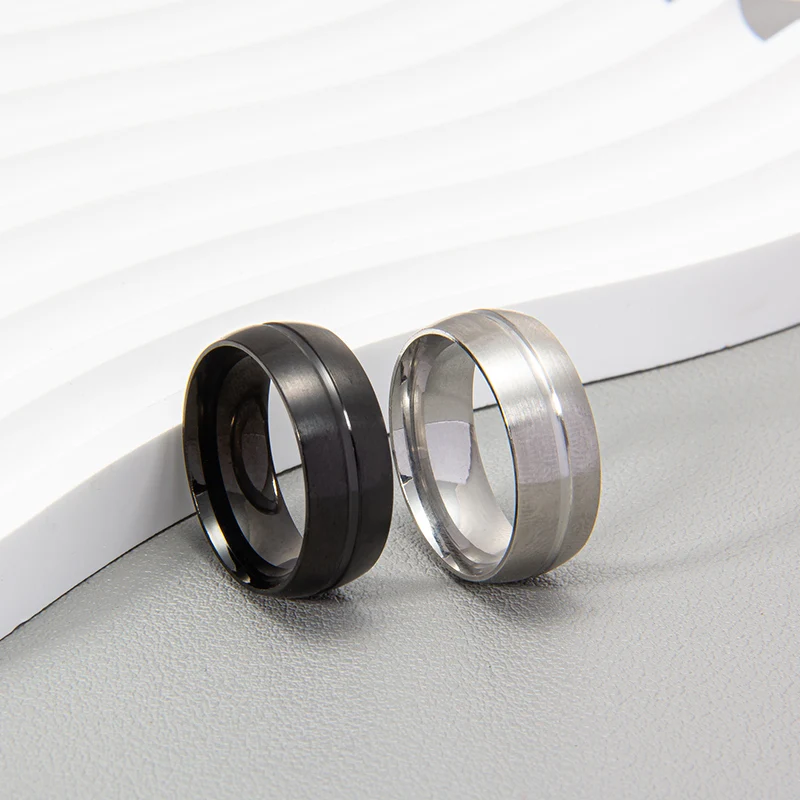 Stainless Steel Ring Finger Ring Men's Black Simple Ring Fashion Stainless Steel Ring Birthday Gift Party Men's Jewelry