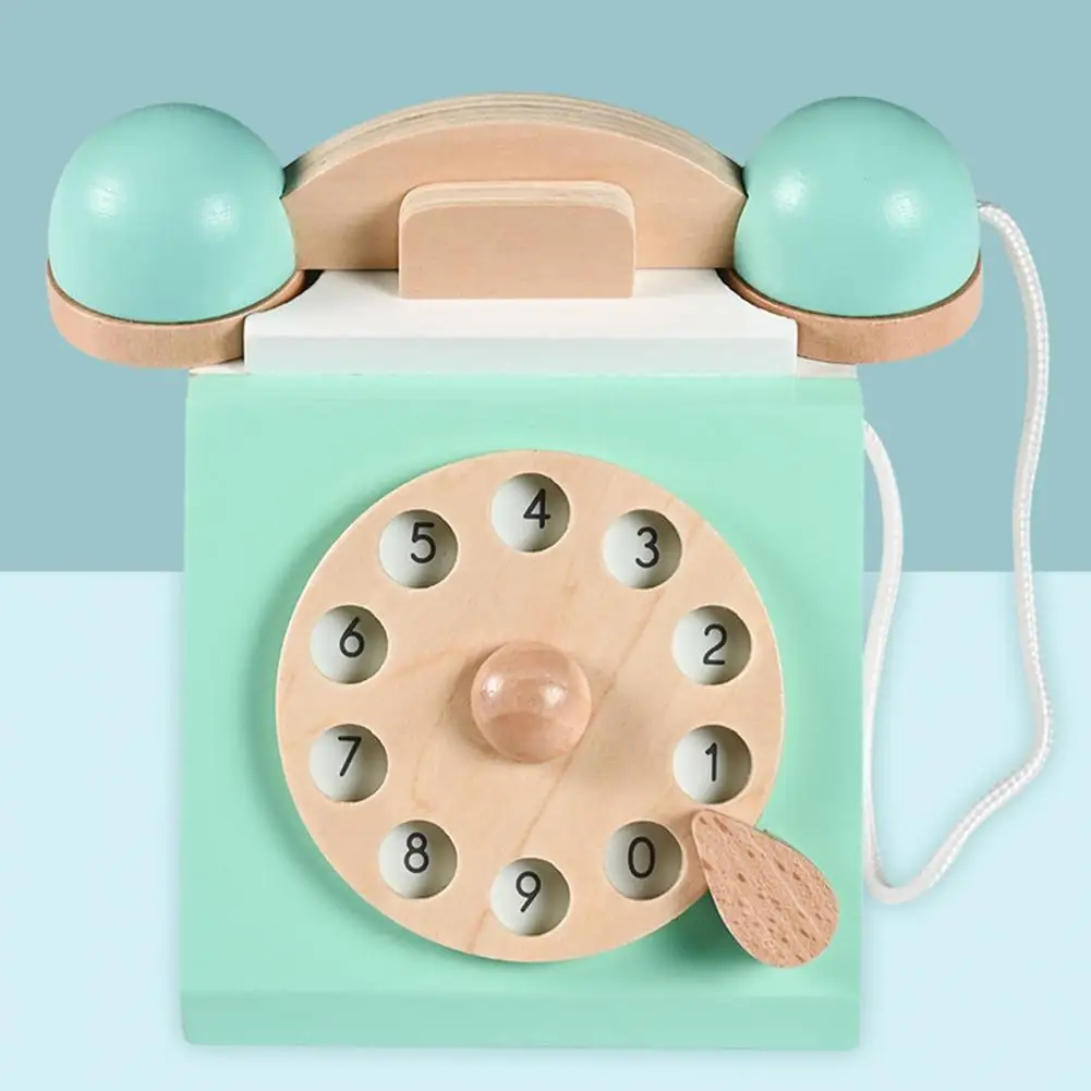 

Attractive Rotary Dial Telephone Lightweight Toy Telephone No Burrs Number Cognition Rotary Dial Telephone Interactive