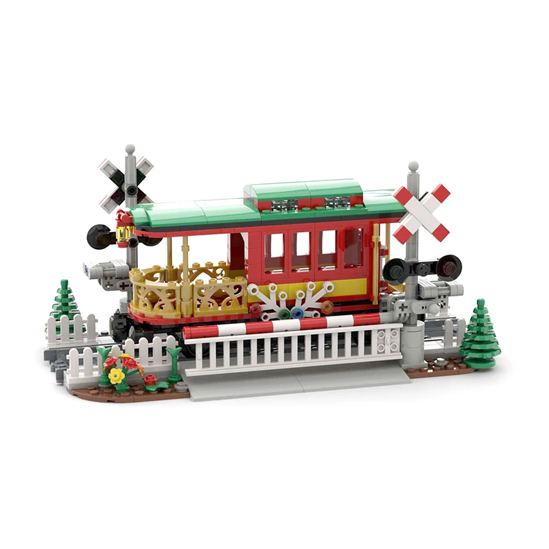 

City Train Tracks Winter Village Christmas DIY Mini Train Scene Accessories Building Blocks Bricks Toys Gifts