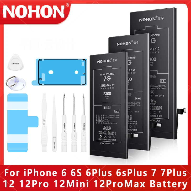 

NOHON Battery For iPhone 6 6S 6 7 8 Plus X SE SE2 SE3 High Capacity Replacement Phone Bateria For Apple iPhone 6 6S 7Plus 8Plus