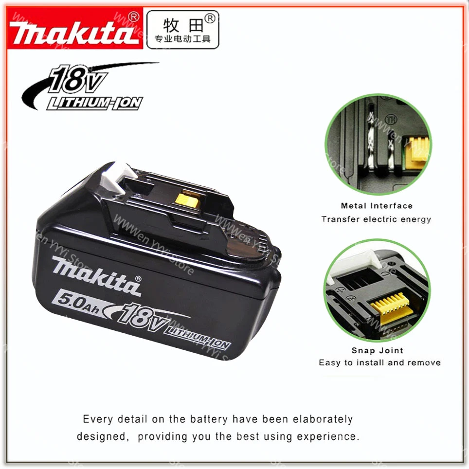 

Original Makita 5000mAh Makita 18V Battery BL1830B BL1850B BL1850 BL1840 BL1860 BL1815 Replacement Lithium Battery 5.0Ah