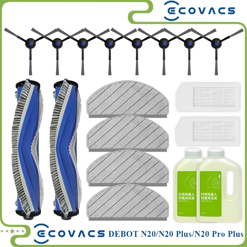 9 pezzi) N20 Plus Parti di ricambio compatibili con ECOVACS DEEBOT N20 plus/ N20 Pro Plus Robot Aspirapolvere, Kit di accessori, 1 spazzola a rullo, 4 spazzole laterali, 2 filtri HEPA, 2