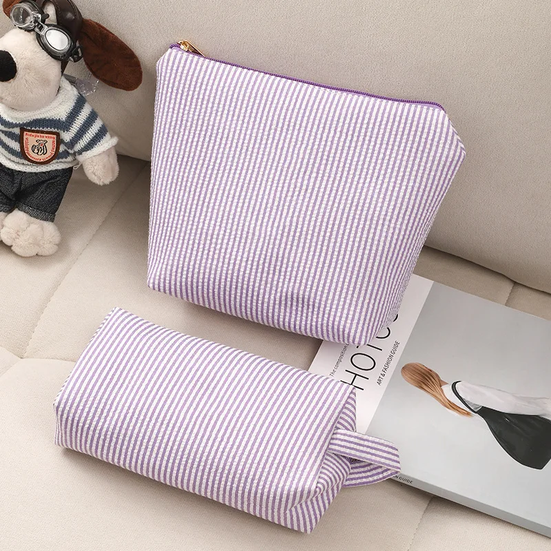 Cosmetic bag cosmetic storage bag toiletry bag makeup bag cosmetic case 2 Pcs set women's large capacity stripe toiletry makeup travel storage handbag clutch purse