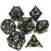 DnD Metal Dice Set - 7 Piece Zinc Alloy Polyhedral Dice, Yellow Patterned for RPG, Dungeons & Dragons Tabletop Games 1