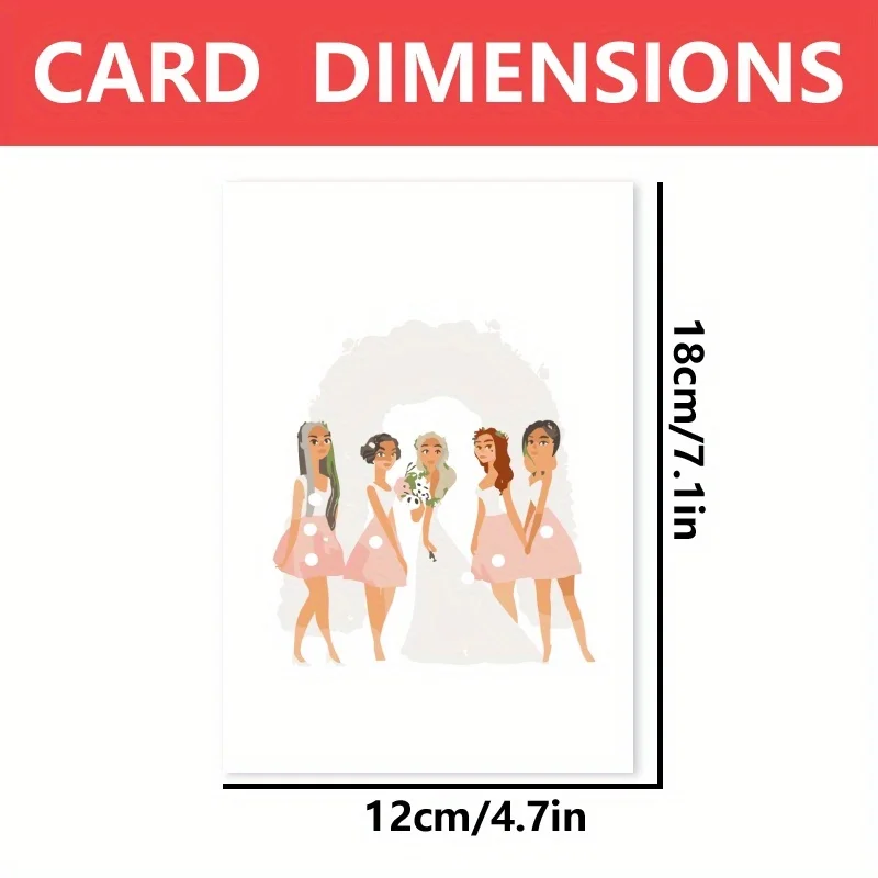 1pc, happy wedding card, romantic wedding card, celebration sweet bridesmaid for husband wife.