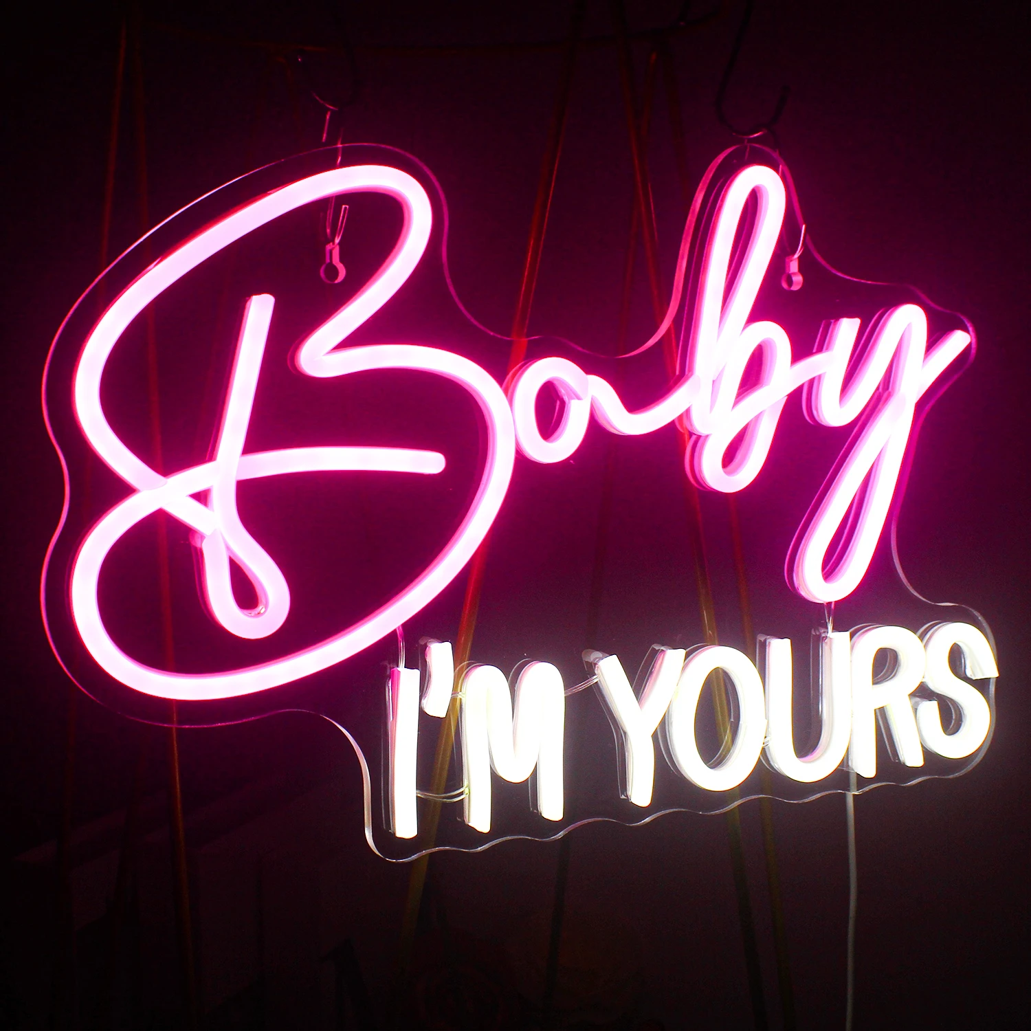 Baby Im Yours Neon Lights Home Bedroom Decor Anniversary Valentine Day Wedding Party Decor Acrylic LED Letter Light Decorations