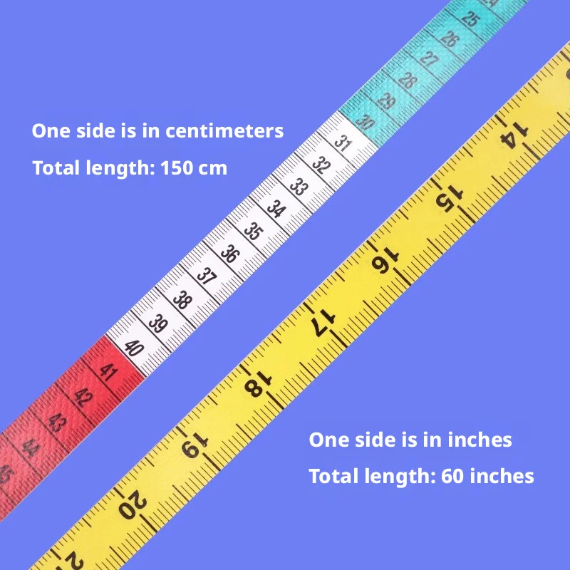 버튼 버클이 있는 이중 스케일 레인보우 측정 테이프 150cm 의류 제작용 유연한 내마모성 유리 섬유 자, 천 사이즈 D