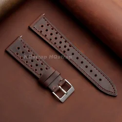 Vintage Genuine Leather Universal Wristband - Breathable Cowhide Strap - 20mm (Dark Brown)