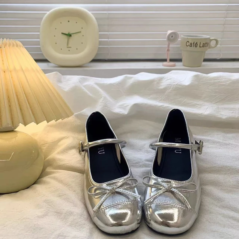 Spring Autumn Girl Mary Jane Shoes with Bowknot New Kids Causal Leather Shoes Wedding Party Versatile Children's Ballet Flats