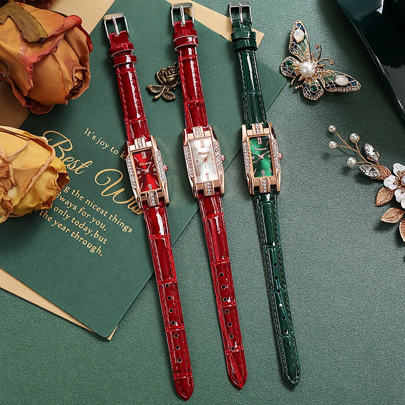 3pcs/Set Women's Style Quartz Watch Fashionable Rectangular dial Leather Quartz Watch 5