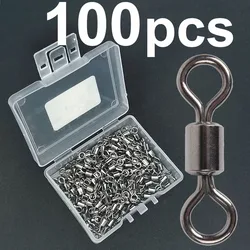 Premium Fishing Barrel Bearing Swivel Set with Solid Ring and Lure Connector - Tackle Accessories Kit - Size4 15mm 35kg (100 pcs)