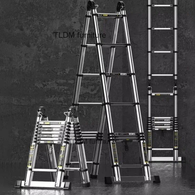 Portable Herringbone Step Ladders Telescopic Folding Ladders Multifunctional Home Engineering Stairs Lifting Thickened Ladder