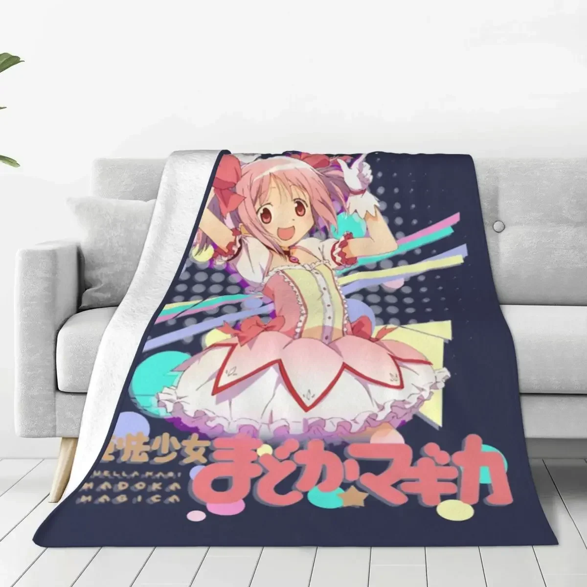 

Madoka Magica Anime Knitted Blanket Flannel Throw Blanket Airplane Travel Printed Ultra-Soft Warm Bedspreads