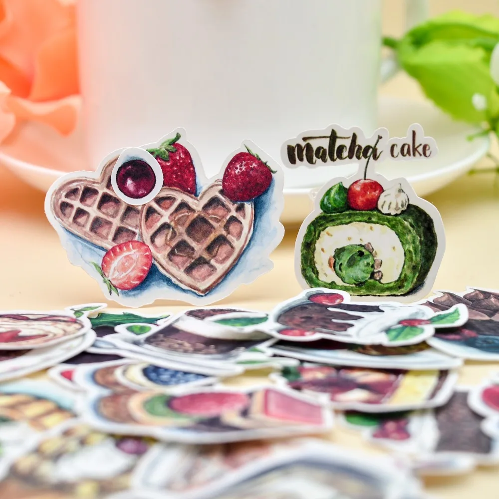 

35pcs Kawaii Cakes and Drink food sticker Decorative watercolor Stickers/ Dairy Letter Planner Scrapbooking DIY Paper naklejki