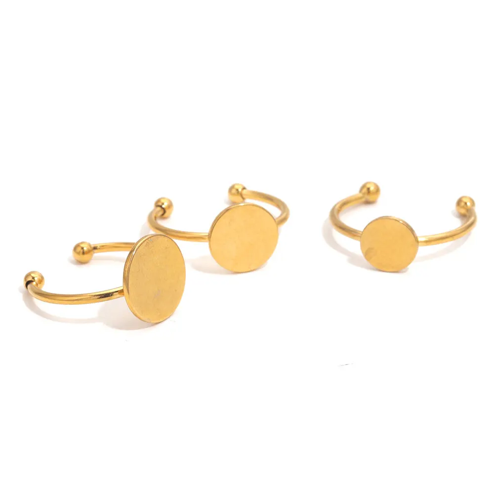 10 Stück verstellbare Ringöffnung Edelstahl Ring Lünette Basis Tablett DIY Pad Disc Fingerring Blanko Einstellungen Ringe Schmuckherstellung – Detail 8