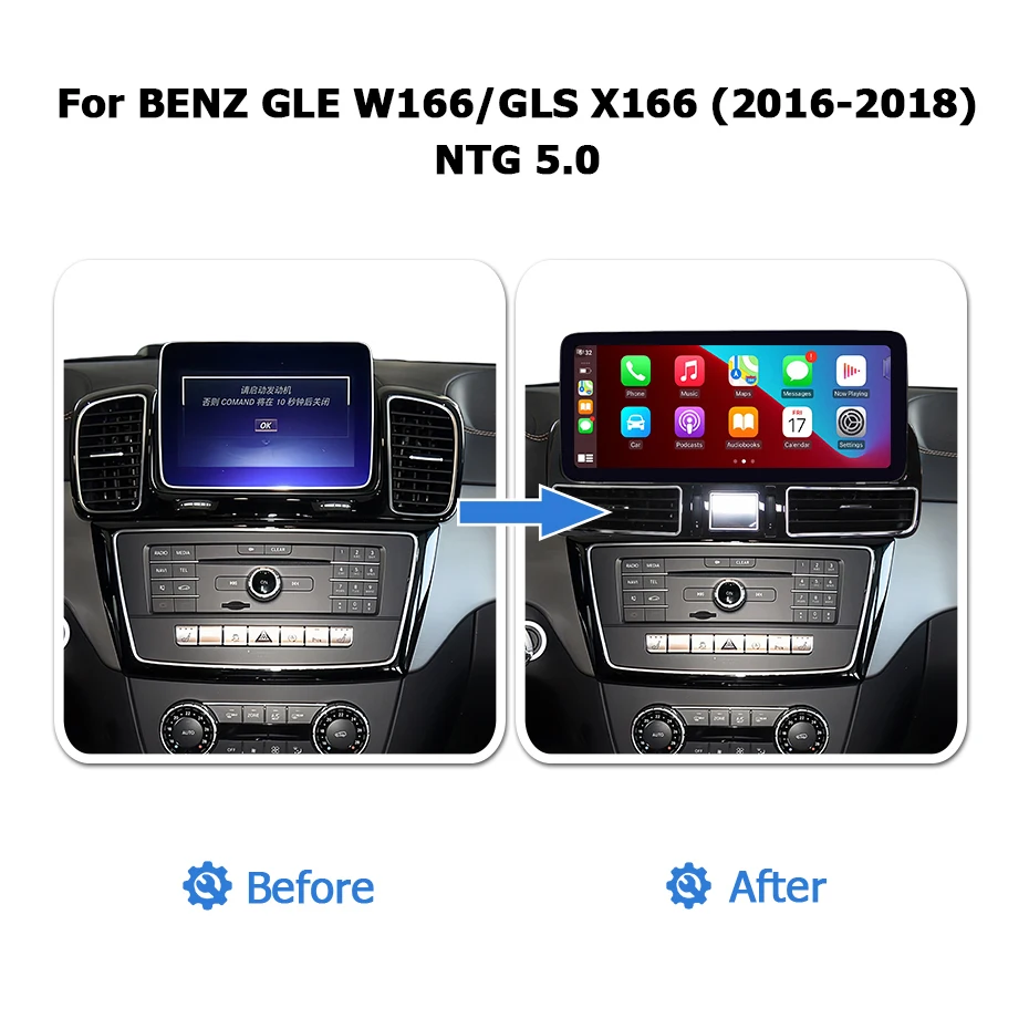 12,5-Zoll-Linux-System, kabelloses Carplay, Android Auto Autoradio für Mercedes Benz GLE W166 GLS X166 2016-2018, Autolink, Airplay, 2 DIN – Detail 1