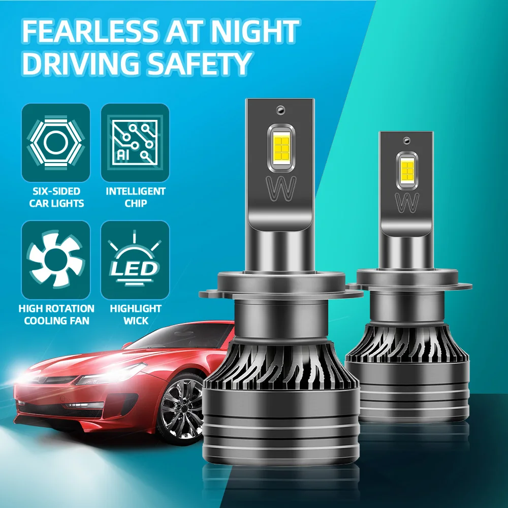 2PCS 6000K 화이트 LED 헤드램프 30000LM 150W Canbus LED 헤드라이트 H7 자동차 헤드라이트 3570 CSP 칩 12V 아우디 A3 8P 2003-2012용