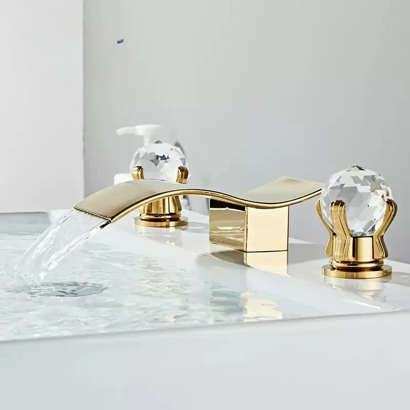 Gold and White Swan Brass Black Bathroom Basin Faucet Mixer Tap Hot Cold Sink faucet
