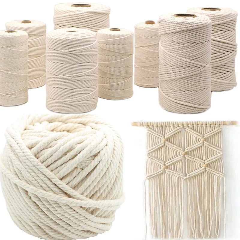 

100Meter/Roll Macrame Cord 1/2mm Natural Cotton Twisted Macrame Rope String DIY Craft Knitting Making Plant Hangers Wall Hanging