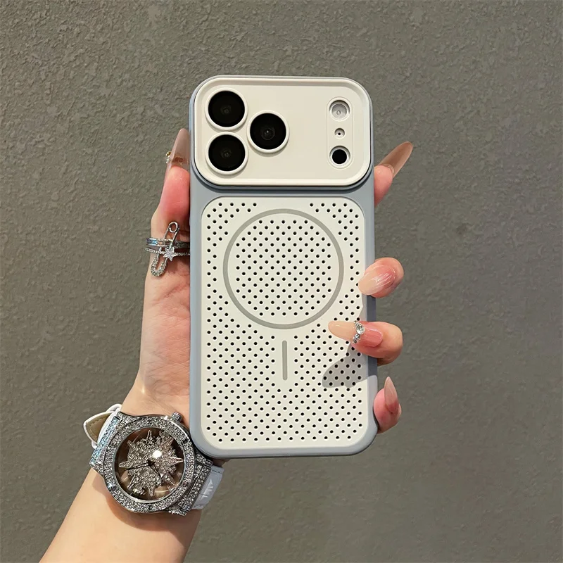 Honeycomb Magnetic Heat Dissipation Candy Color Phone Case with Closed Camera Lens & Anti-Fall Protection