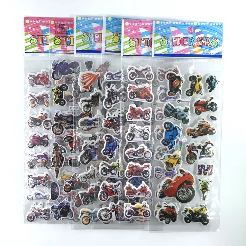 Cartoon Stickers 3D Stickers Decorative Stickers Paper Stickers 12 Sheets/Set Cartoon Motorcycle Pattern Sticker 3D Bubble Foam Scrapbooking Stickers For Kids Notebook Diary Label