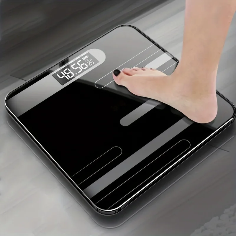 Smart Digital Bathroom Scale High Precision Body Fat Measurement Wireless Charging LCD Display Elegant Black Design