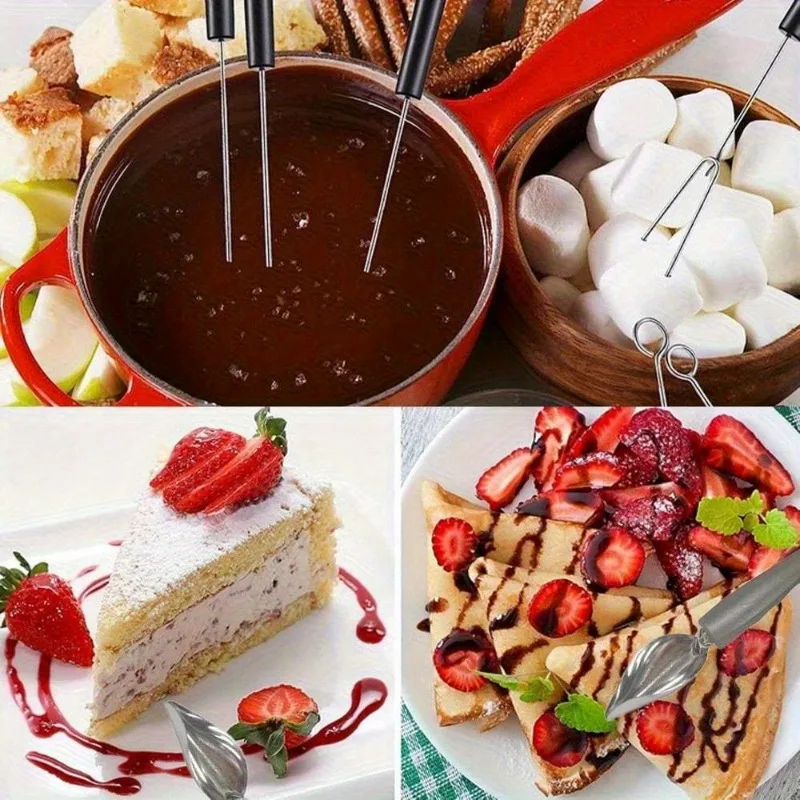 Stainless Steel Decorating Spoons and Forks Set for Candy Dipping Chocolate Drawing Fruit Fondue DIY Cake Decorating Kit