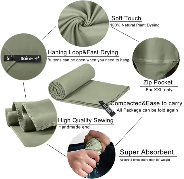 Quick-Dry Microfiber Towel - Ultra Absorbent, Compact & Sandproof for Gym, Beach, Travel & Swimming, Lightweight Sports Towel 3