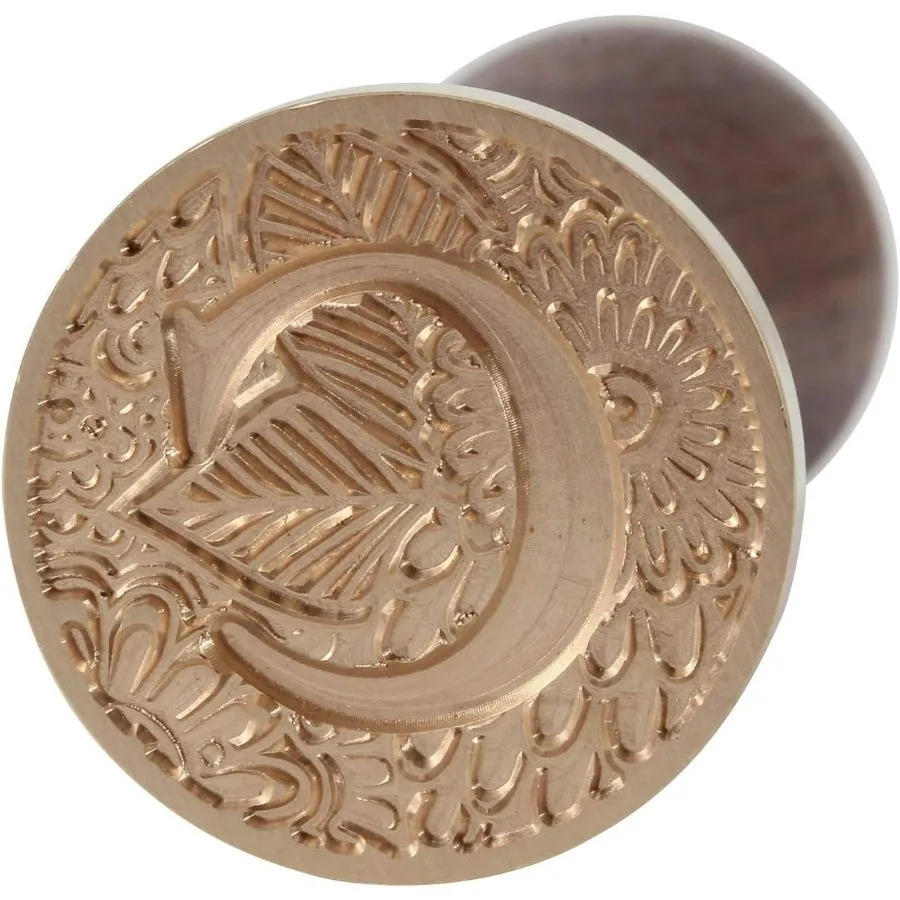 Botanical Letter C Wax Seal Stamp with Wooden Handle