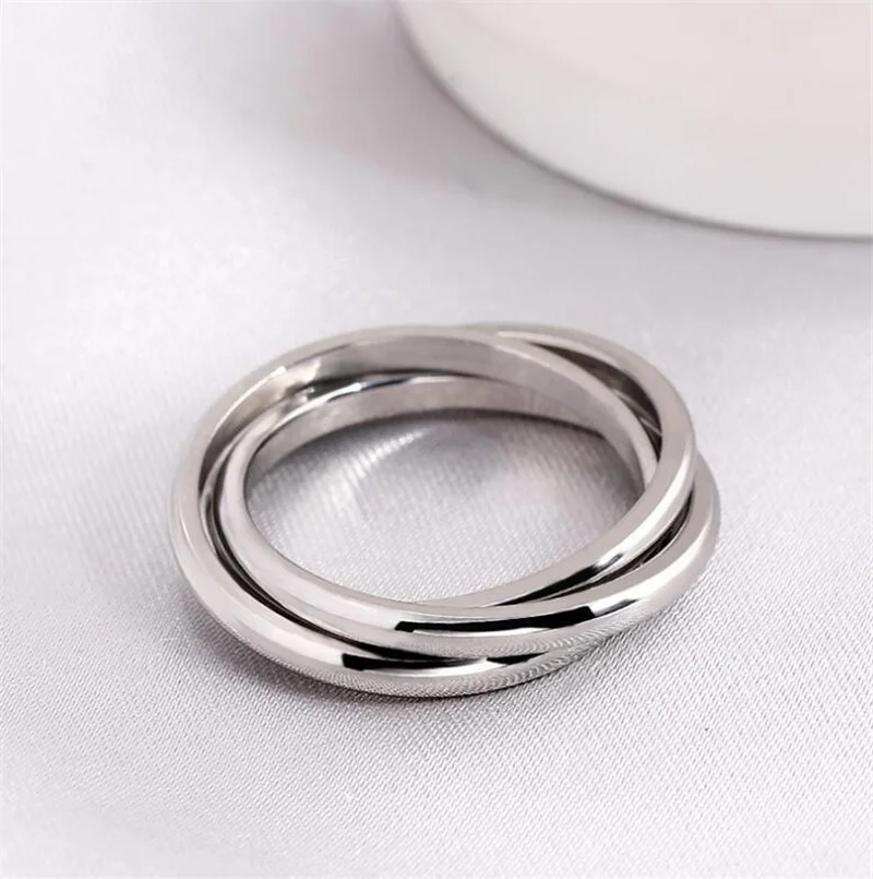 Classic Triple Ring Interlocked Rings for Couples Wedding Jewelry Fashion Three In One Sets Stainless Steel Ring Wedding Rings Couple Rings Stainless Steel Rings