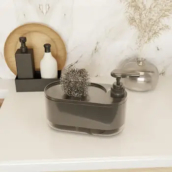 น้ํายาล้างจานกดด้วยตนเองกดกล่องสบู่สบู่มือและเครื่องจ่ายสบู่เหลวจานสําหรับอ่างล้างจานเครื่องจ่ายผงซักฟอก 1